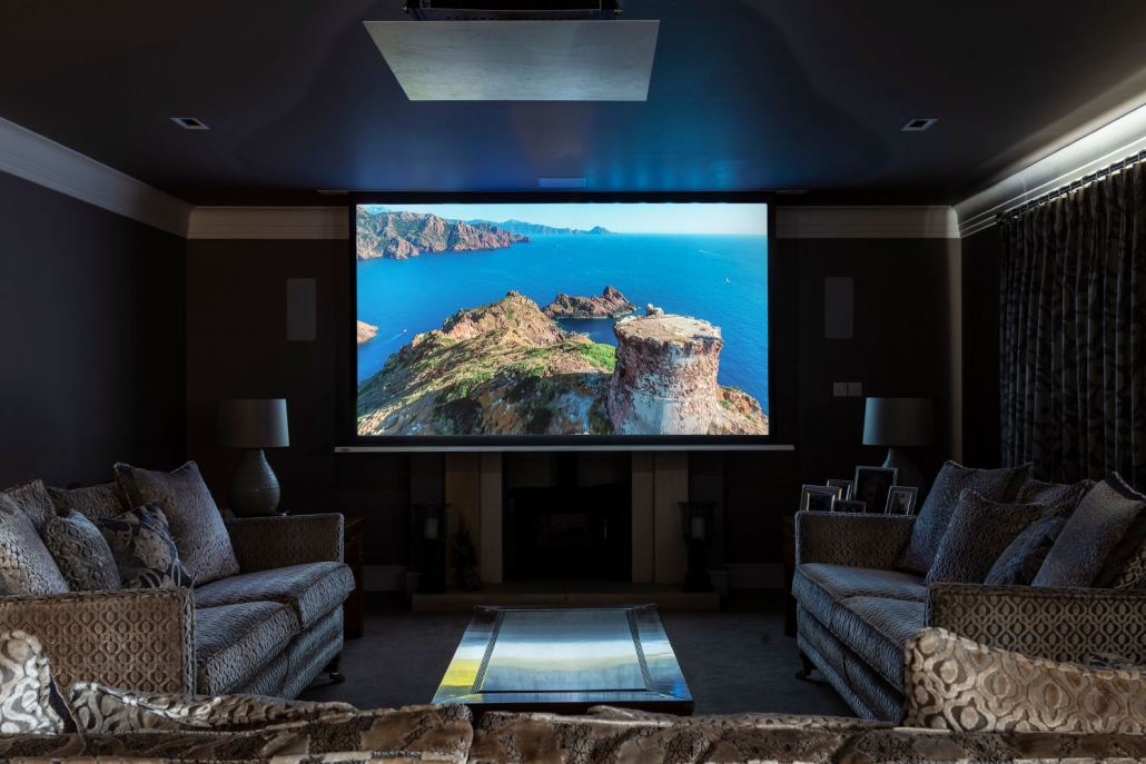 Cinema room in house, home cinema installation